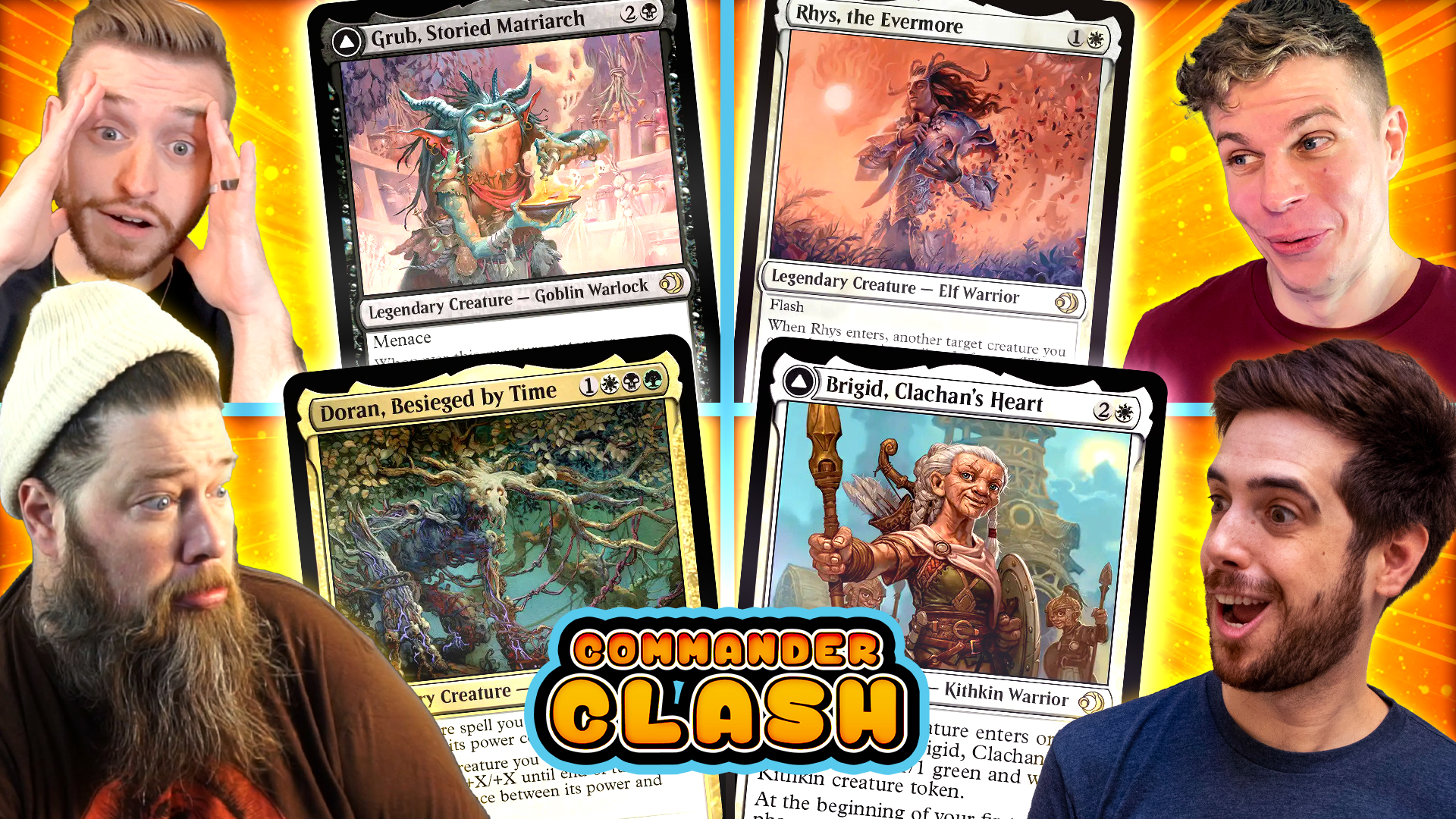 Image for Goblin Mill vs Power Matters Treefolk vs Kithkin Burn vs Mono-White Elves  | Commander Clash S19 E13